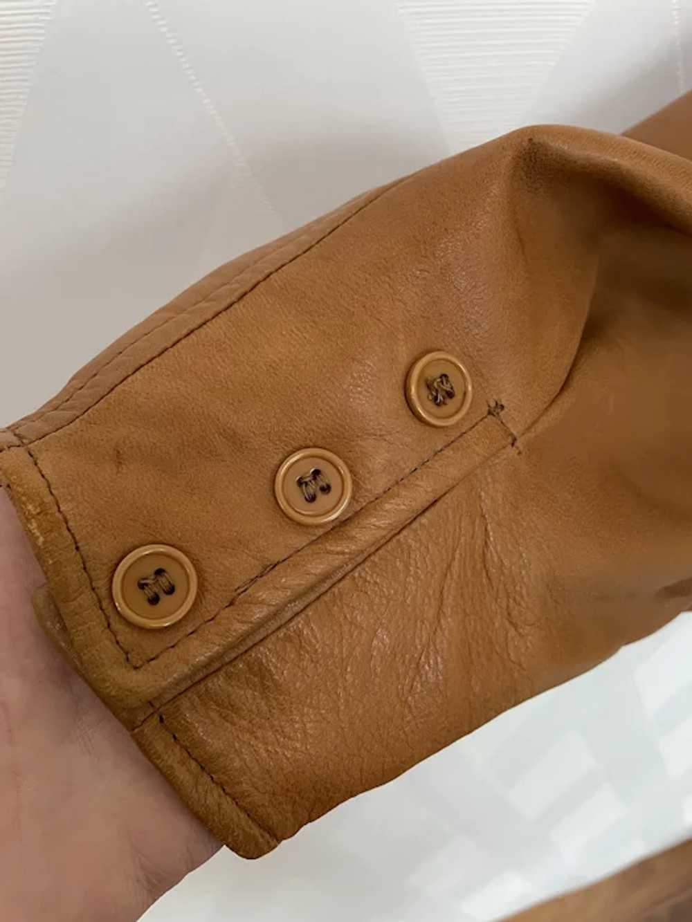 Vintage 1990s Caramel Leather, Dolman Sleeve Jack… - image 3