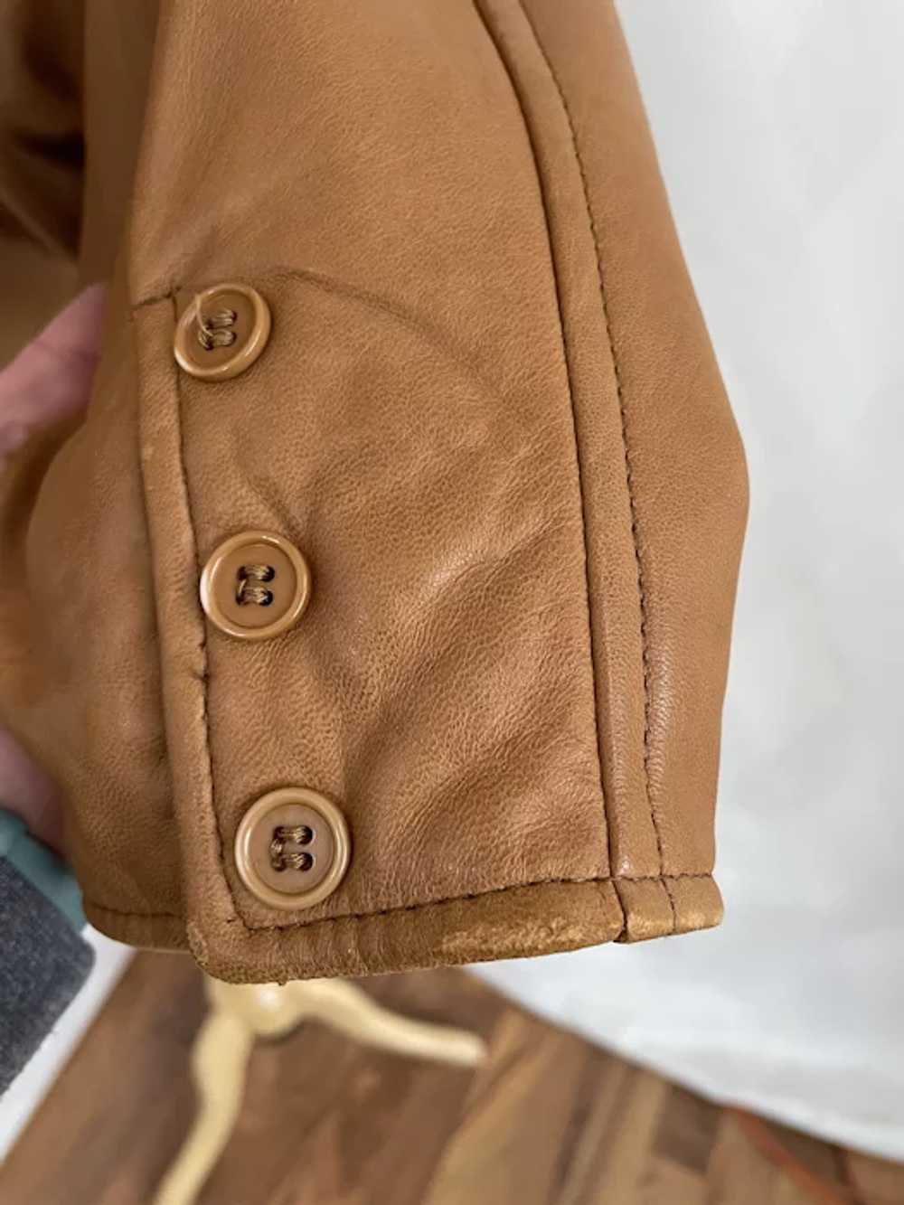 Vintage 1990s Caramel Leather, Dolman Sleeve Jack… - image 5
