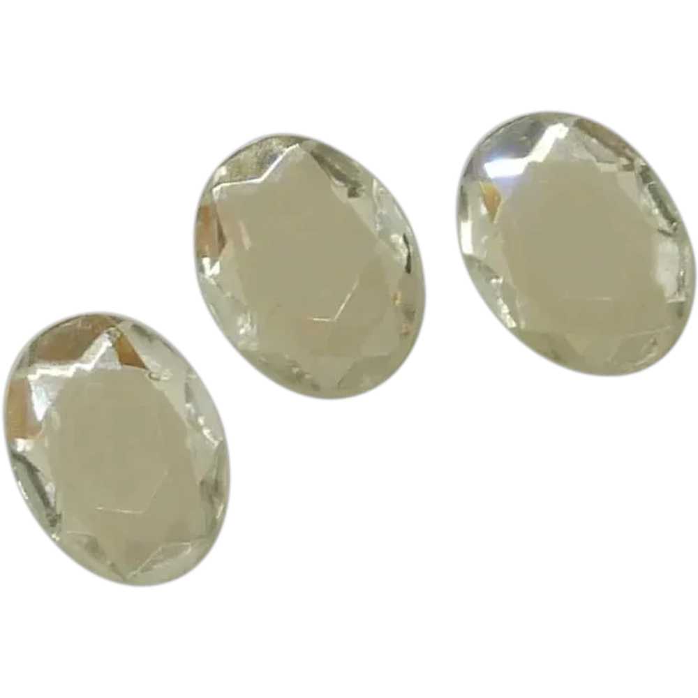 Three Beveled Diamond Rhinestone Oval Plastic But… - image 1