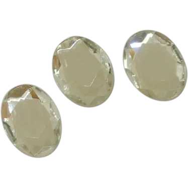 Three Beveled Diamond Rhinestone Oval Plastic But… - image 1