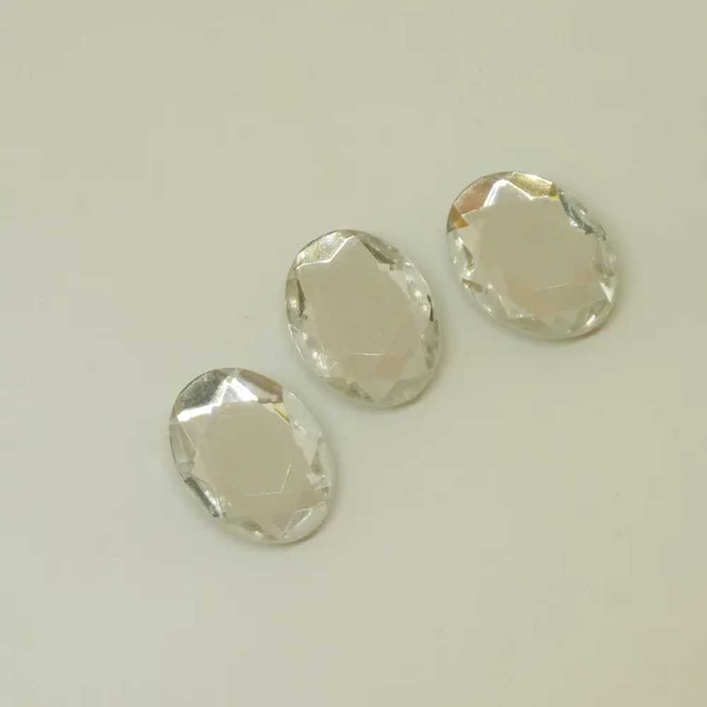 Three Beveled Diamond Rhinestone Oval Plastic But… - image 2