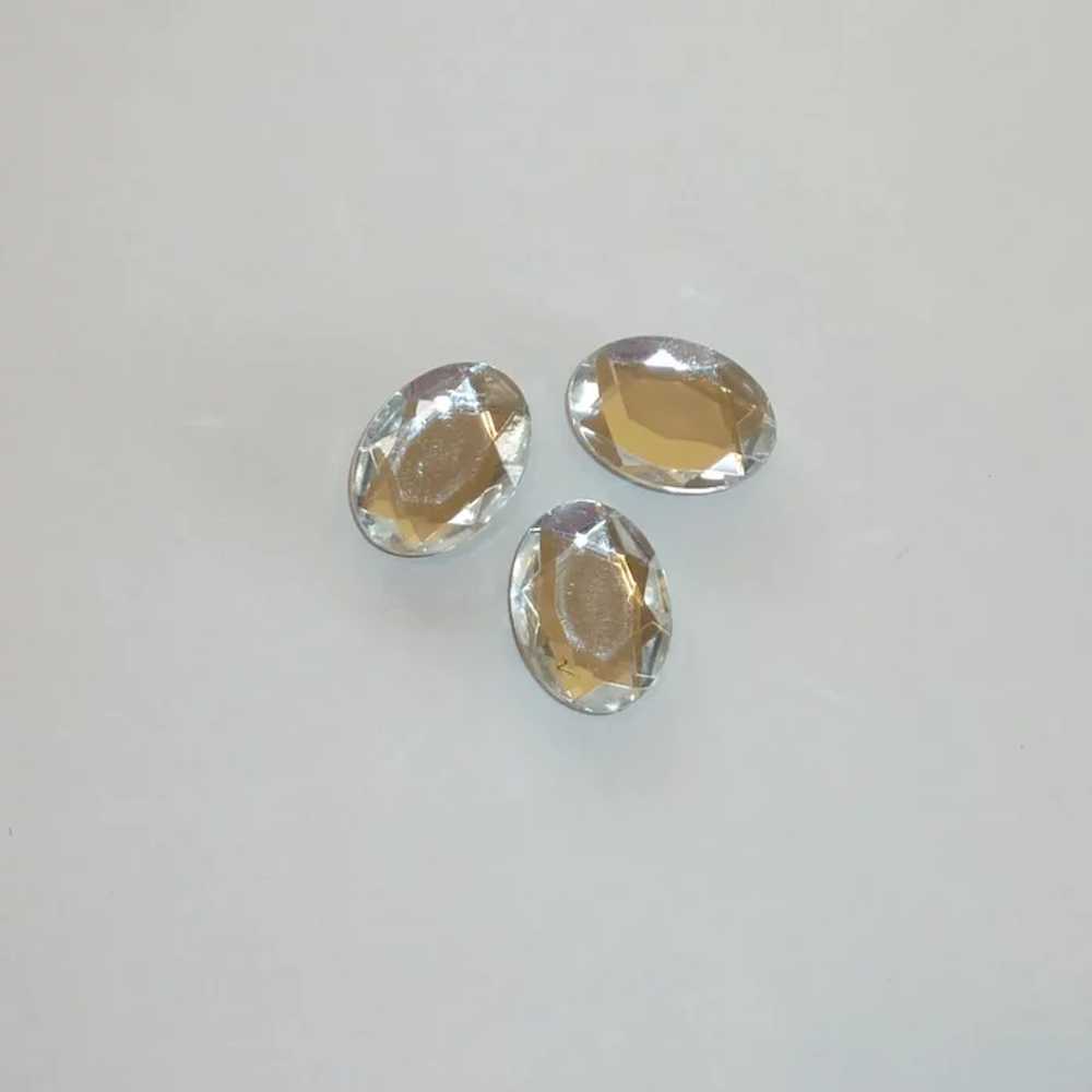 Three Beveled Diamond Rhinestone Oval Plastic But… - image 4