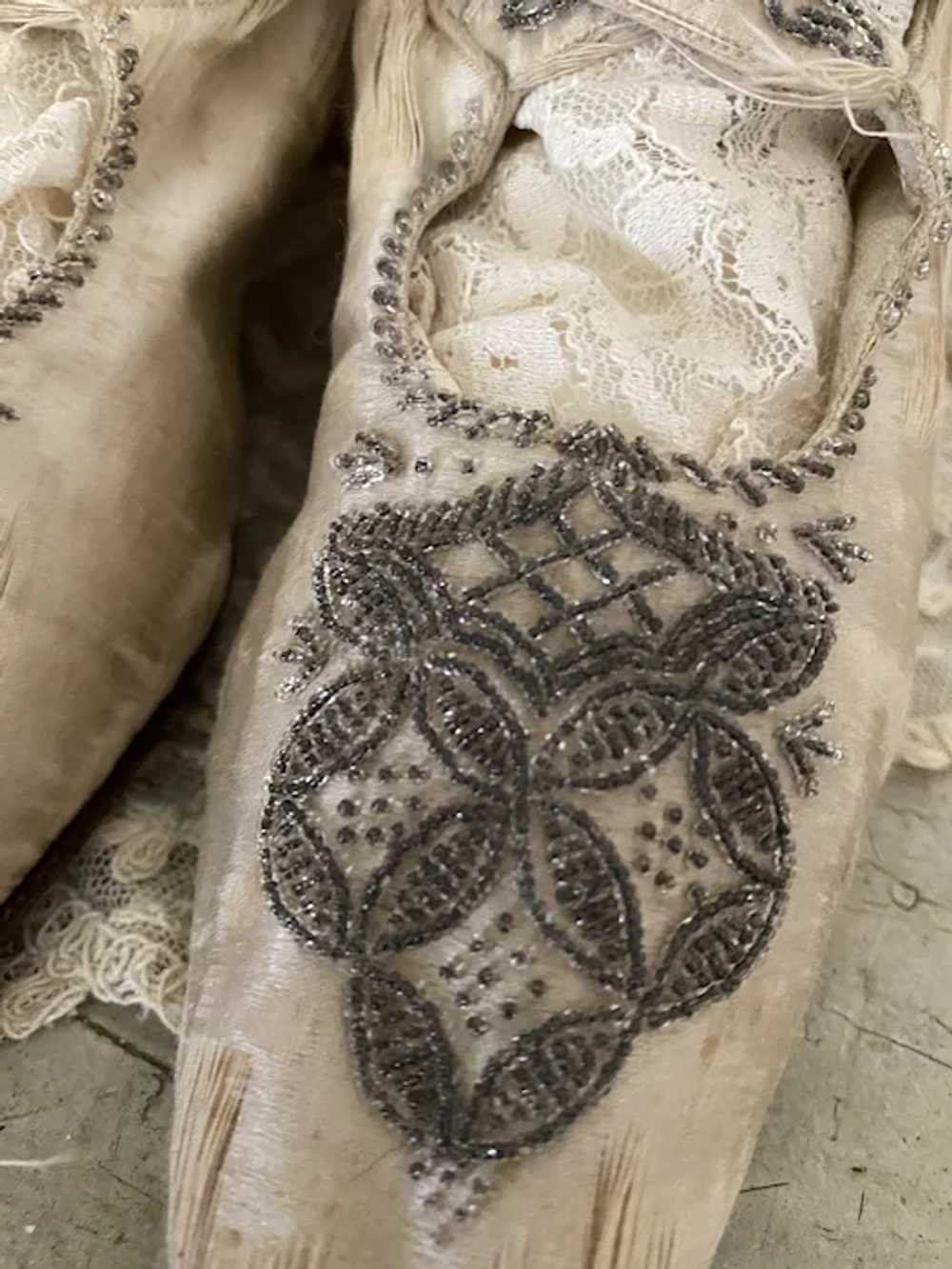 Antique Edwardian Shoes Timeworn Shredded Silk Si… - image 5