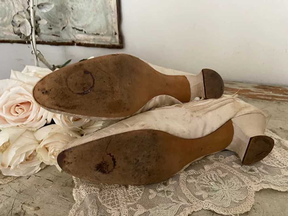 Antique Edwardian Shoes Timeworn Shredded Silk Si… - image 7