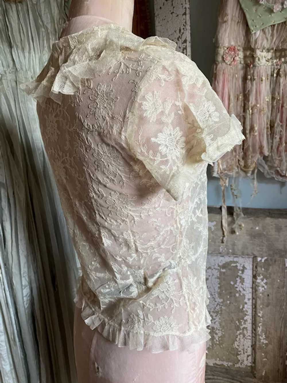 Bella Bordello Antique Edwardian Lace Blouse Ruff… - image 3