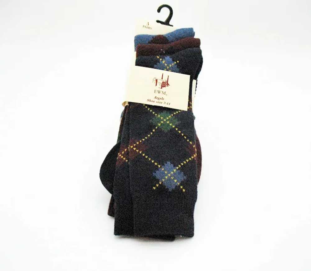 Vintage Three Pair of EWM Argyle Socks 1990s Neve… - image 11