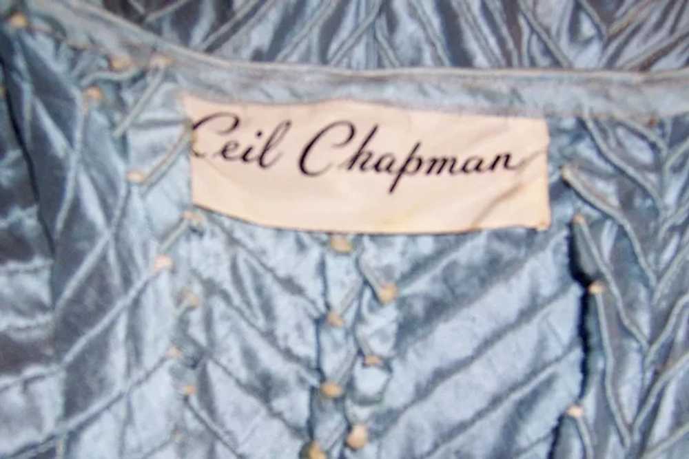 Ceil Chapman 1950's Ice Blue Pintucked Gown - image 8