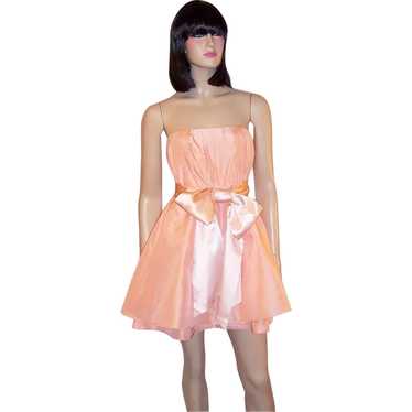 Alice + Olivia-Peach Sorbet Silk Strapless Baby D… - image 1