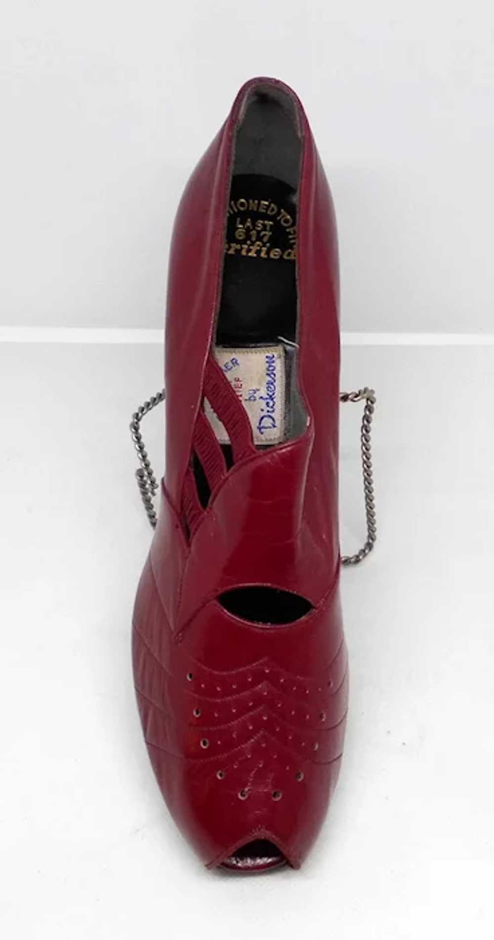1930's Chic Ruby Red Peep Toe Pumps by Dickerson … - image 4