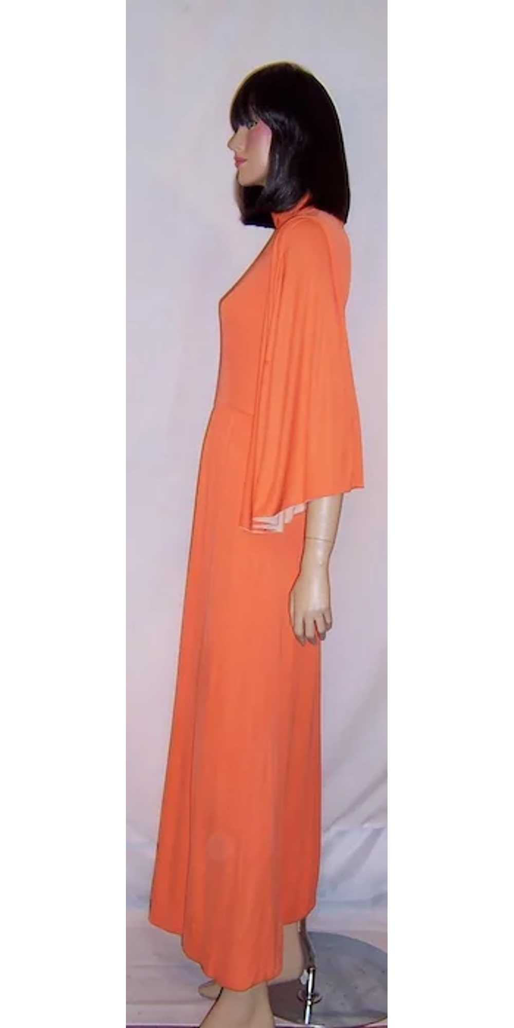 1970's Double-Knit Melon-Colored, Maxi Dress with… - image 3