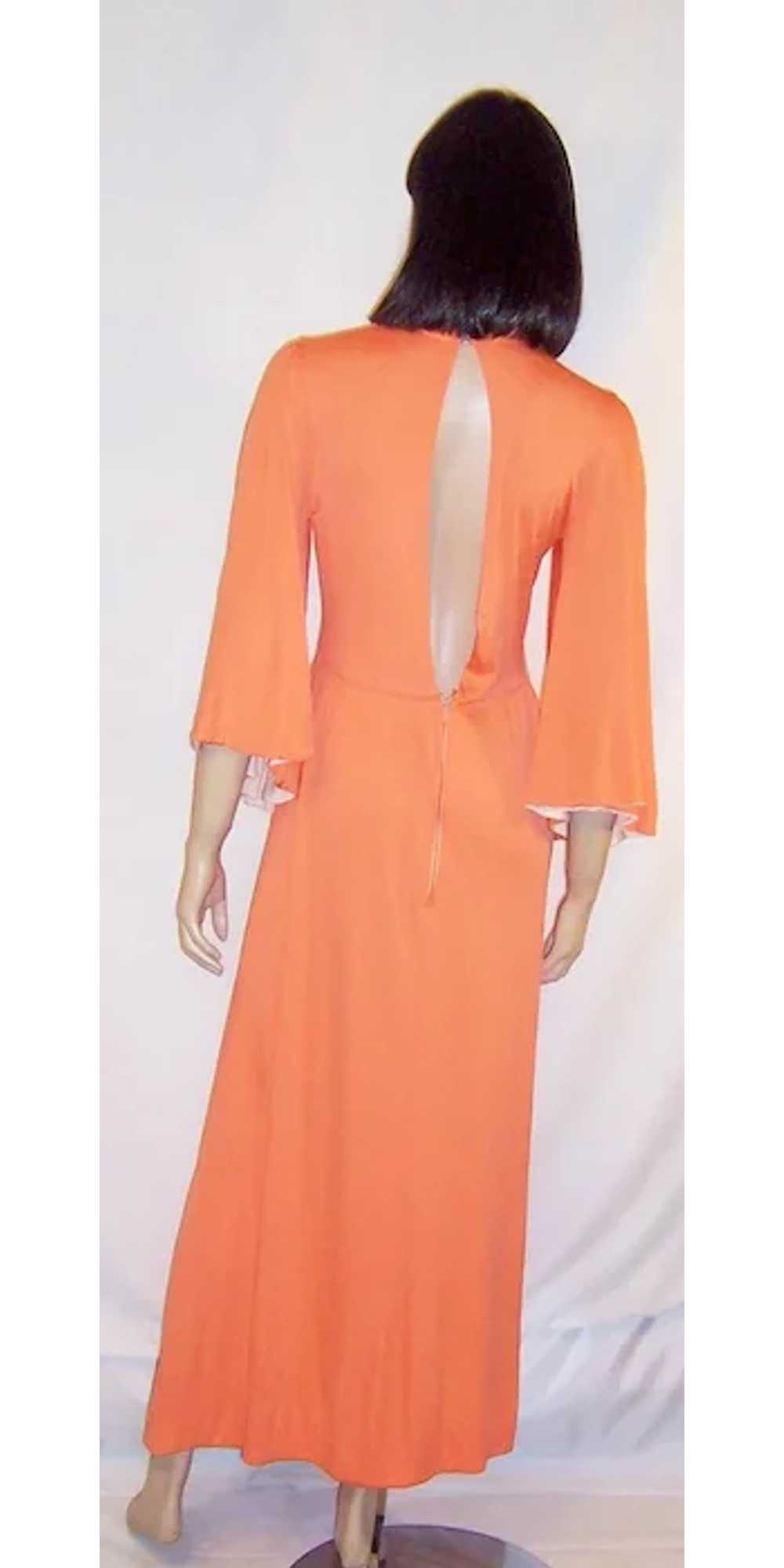 1970's Double-Knit Melon-Colored, Maxi Dress with… - image 4
