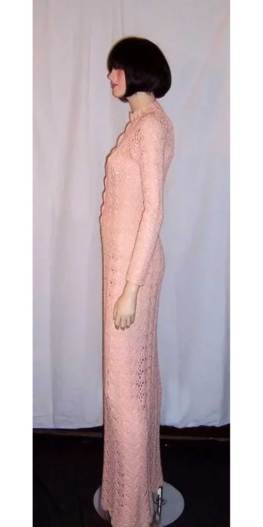 1960's Original Crocheted, Pale Pink, Floor Lengt… - image 2