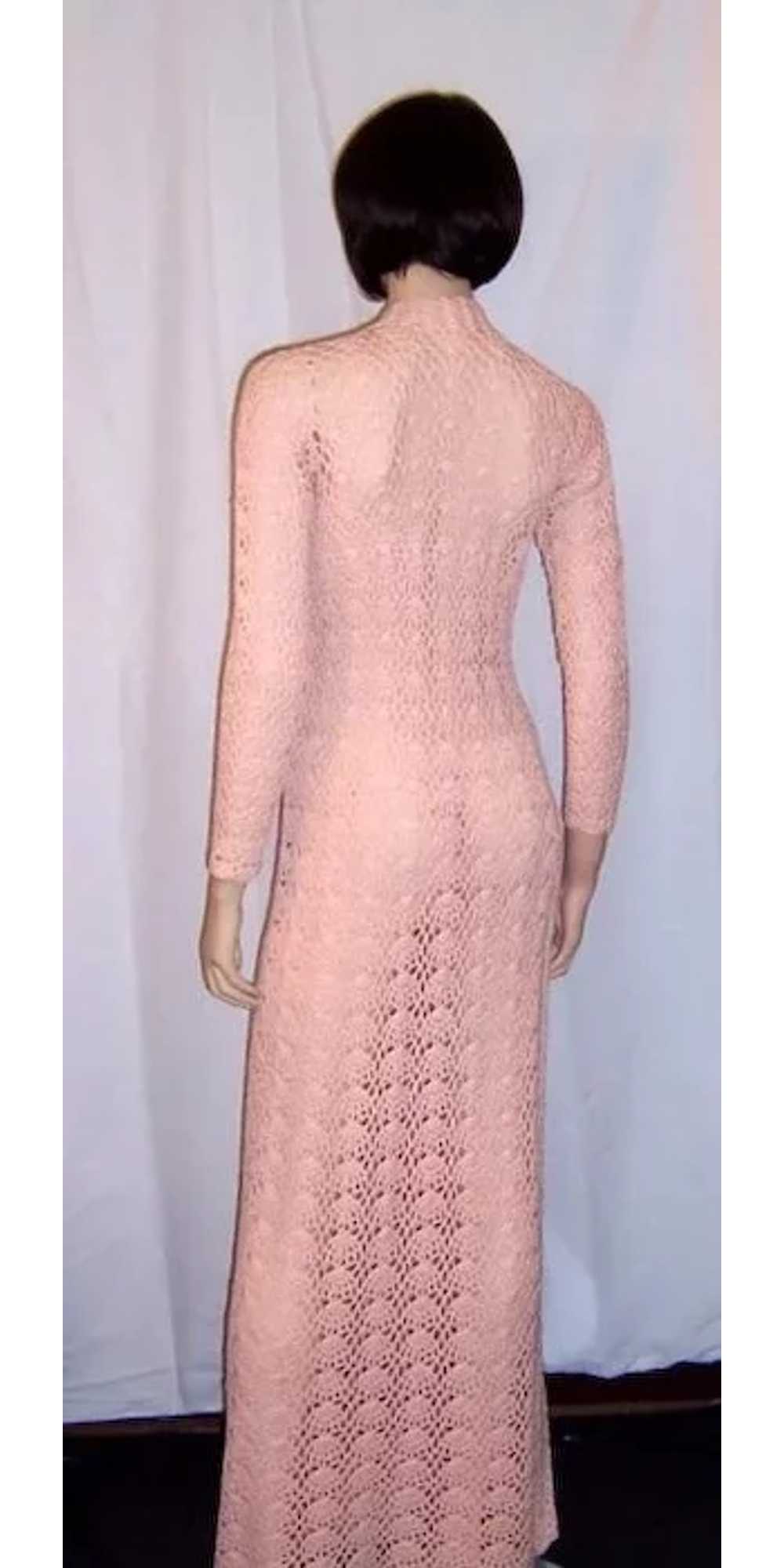 1960's Original Crocheted, Pale Pink, Floor Lengt… - image 3