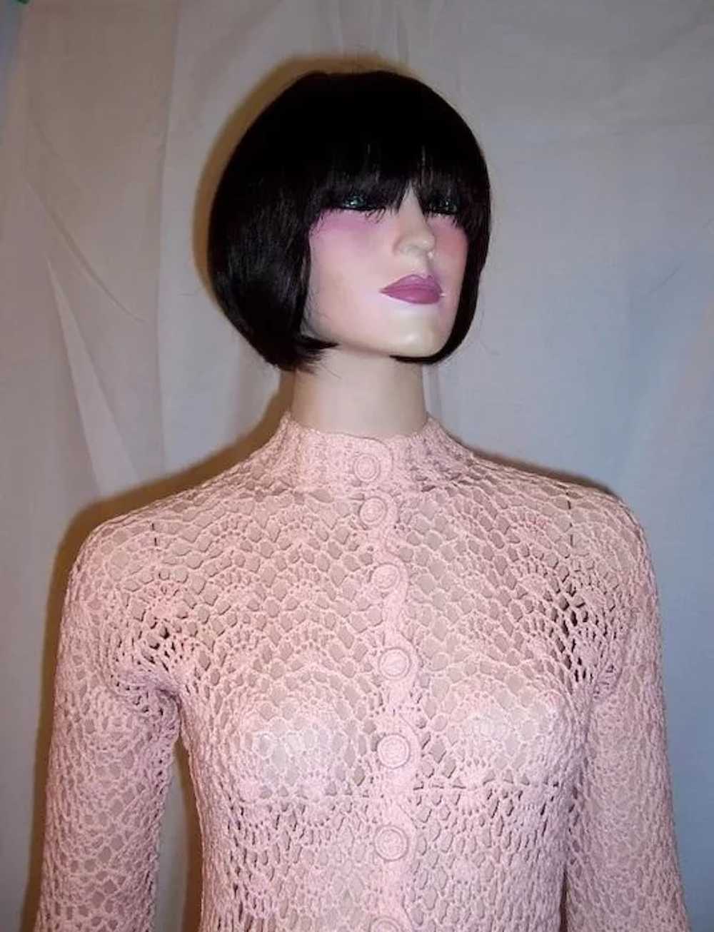 1960's Original Crocheted, Pale Pink, Floor Lengt… - image 5