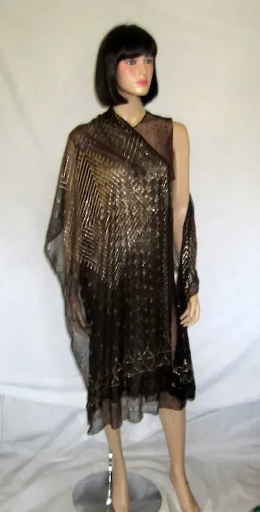 1920's Art Deco Egyptian Assuit Dress and Shawl - image 2