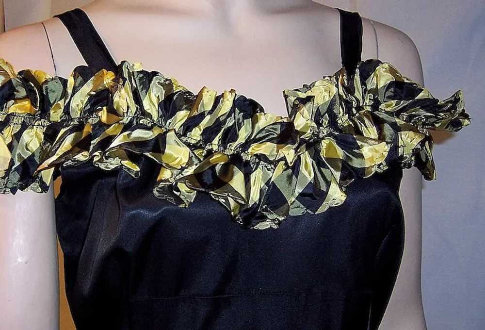 1940's Black & Yellow Checked Evening Gown with M… - image 6