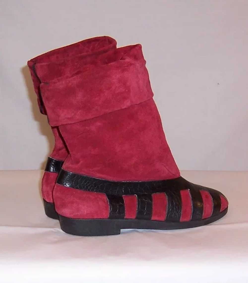 Seducta-France, Red Suede and Black Leather Pull-… - image 2