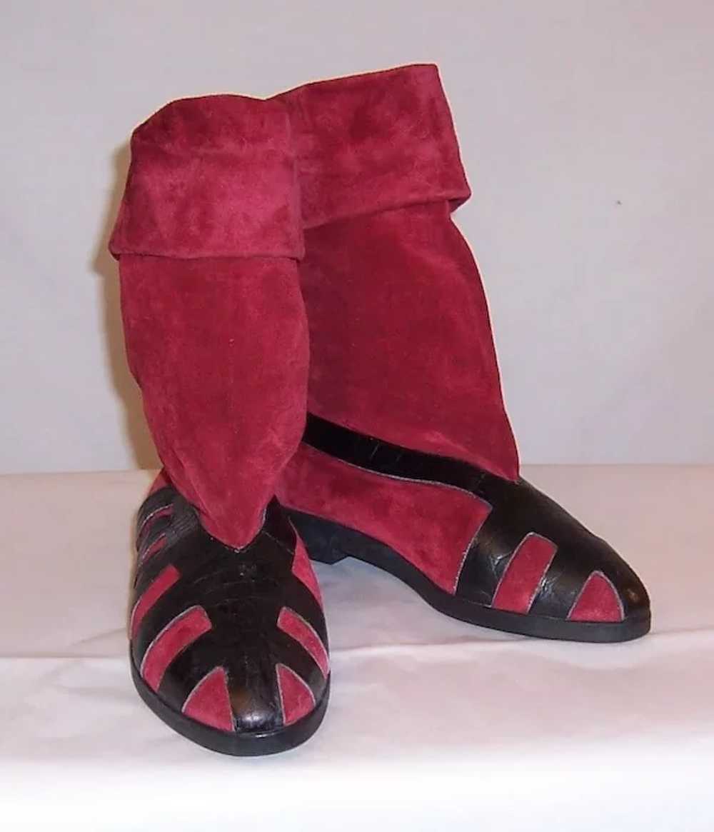 Seducta-France, Red Suede and Black Leather Pull-… - image 3