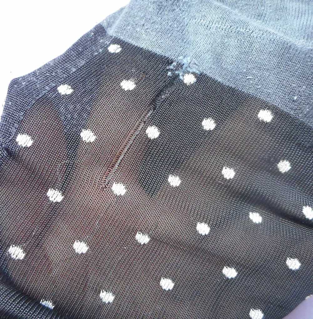 Antique Dress Socks Silk Cotton Black White Polka… - image 9