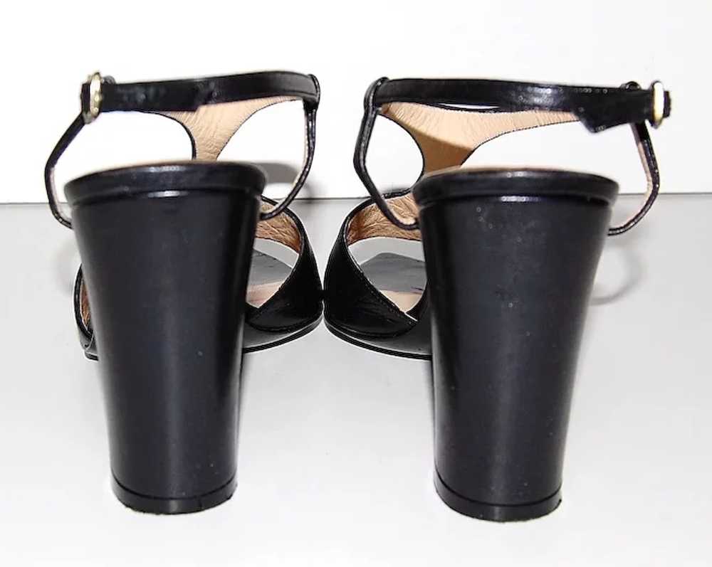 1980s Todd Oldham ~ T-Strap Black Leather Oval He… - image 4