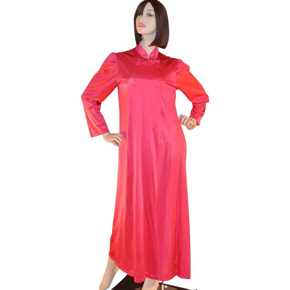Circa 1970s Formfit Asian-Inspired Cherry Red Nig… - image 1