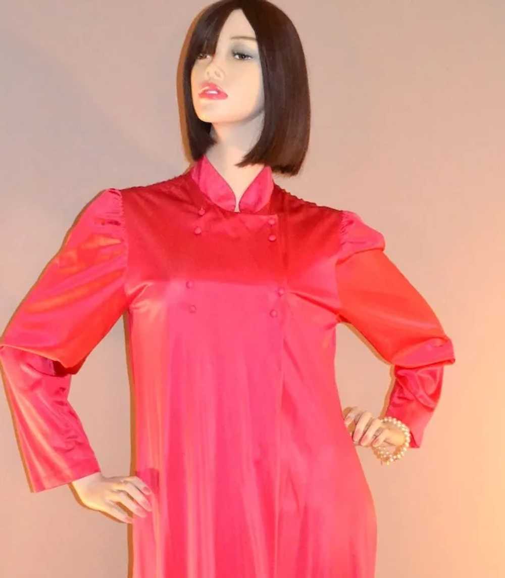 Circa 1970s Formfit Asian-Inspired Cherry Red Nig… - image 2