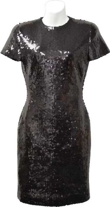 Ann Taylor Designer Black Sequin Short Sleeve Cock