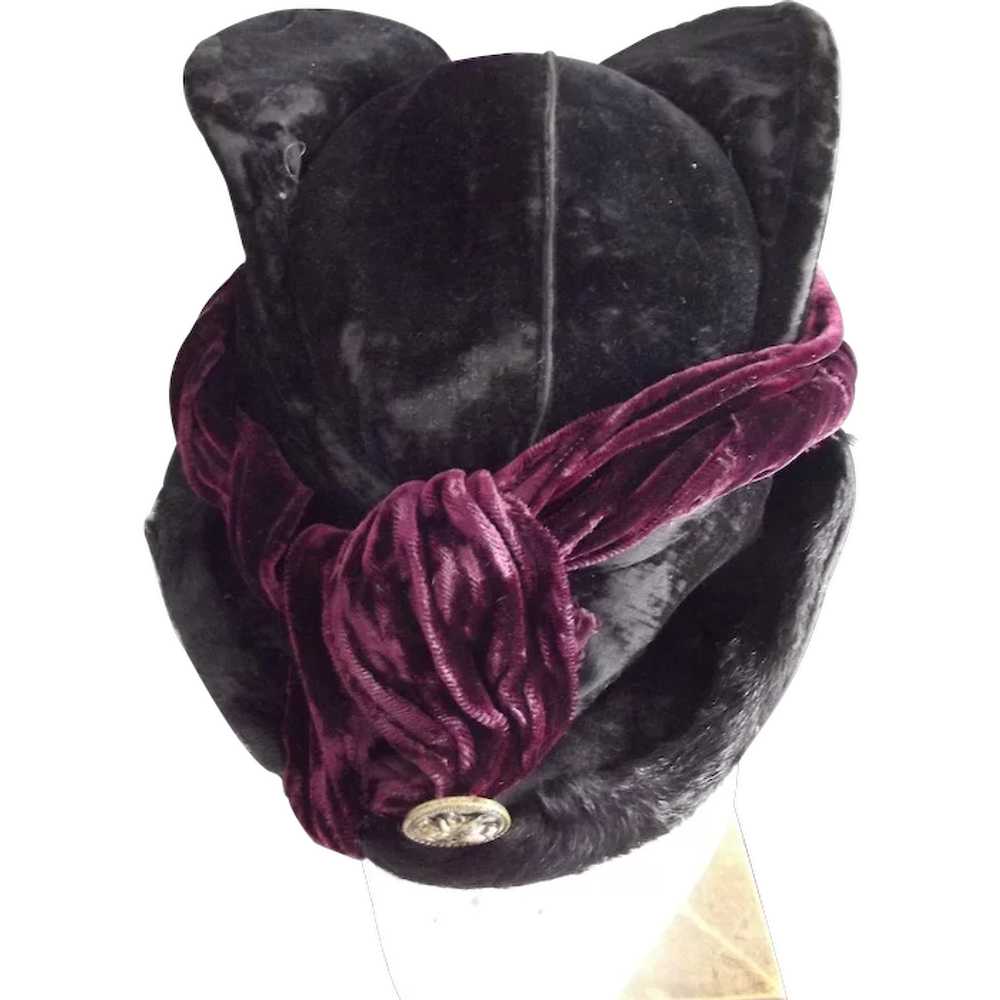 Edwardian Velvet Hat - image 1
