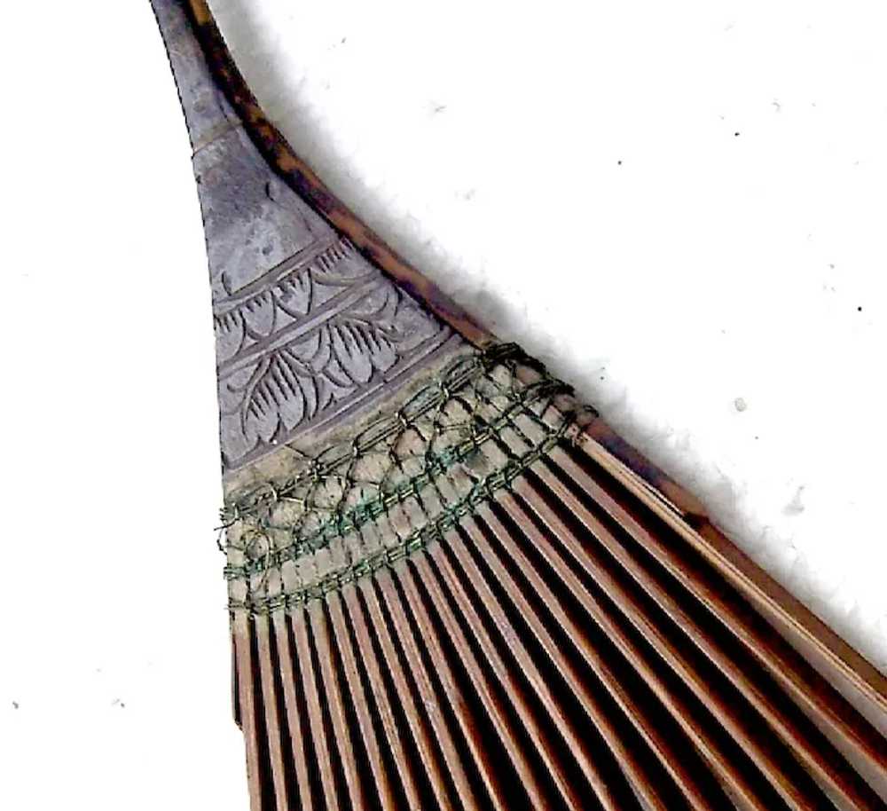 Hair comb Indonesia Bali, wood reeds and woven wi… - image 6