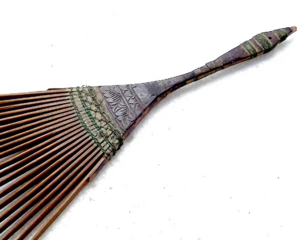 Hair comb Indonesia Bali, wood reeds and woven wi… - image 7
