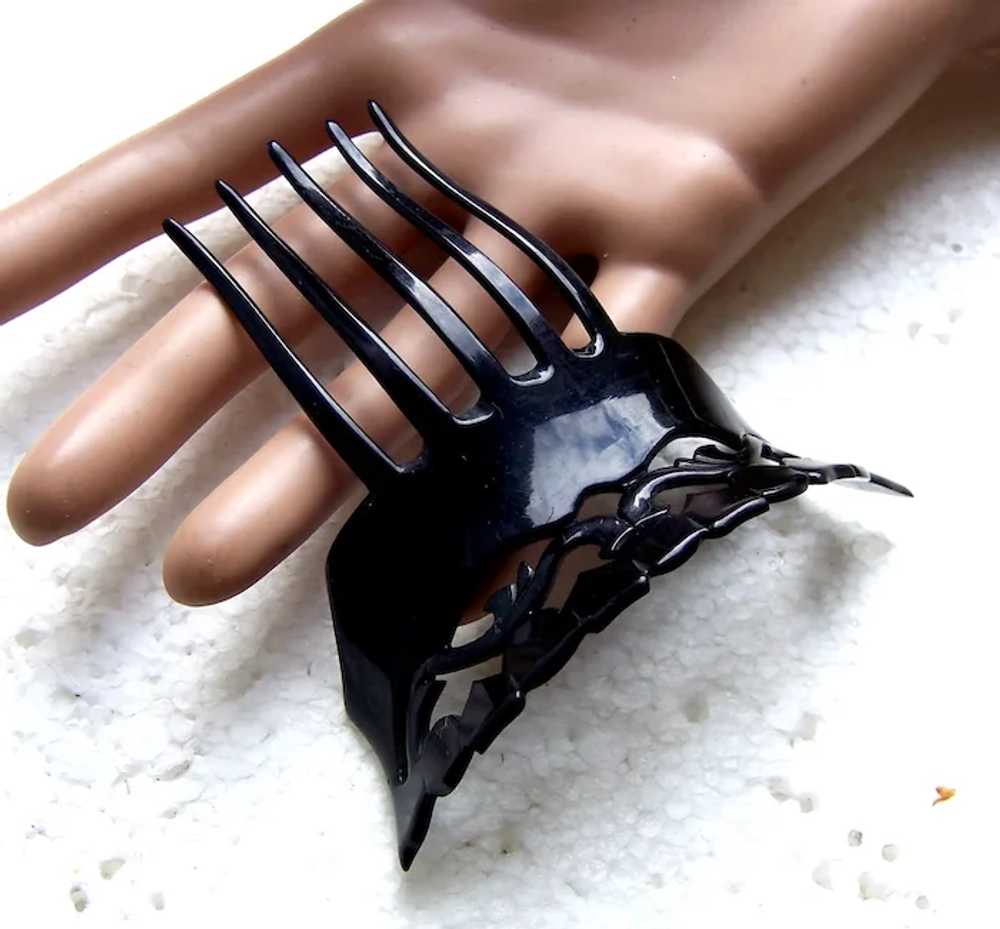 Victorian mourning hair comb pierced hair accesso… - image 10