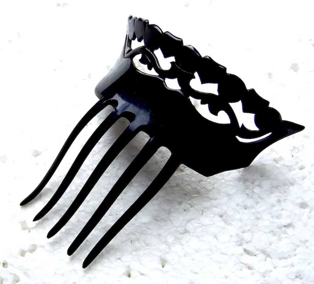 Victorian mourning hair comb pierced hair accesso… - image 11