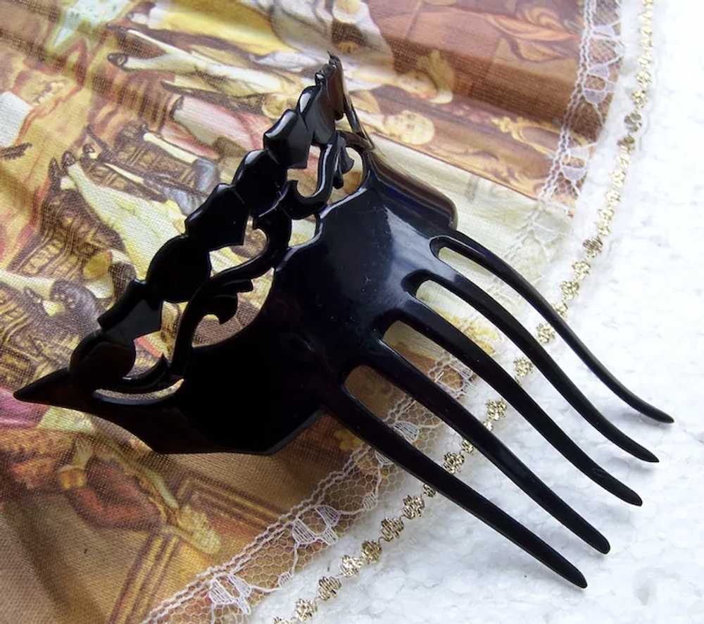 Victorian mourning hair comb pierced hair accesso… - image 5