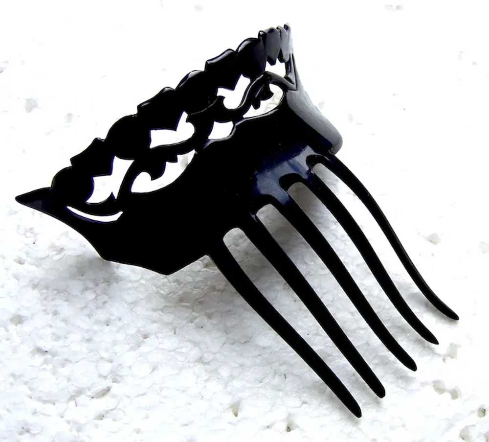 Victorian mourning hair comb pierced hair accesso… - image 9