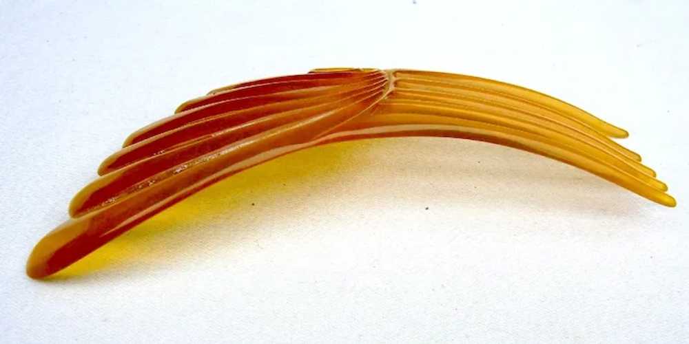 Art Deco amber celluloid hair comb Spanish style … - image 5