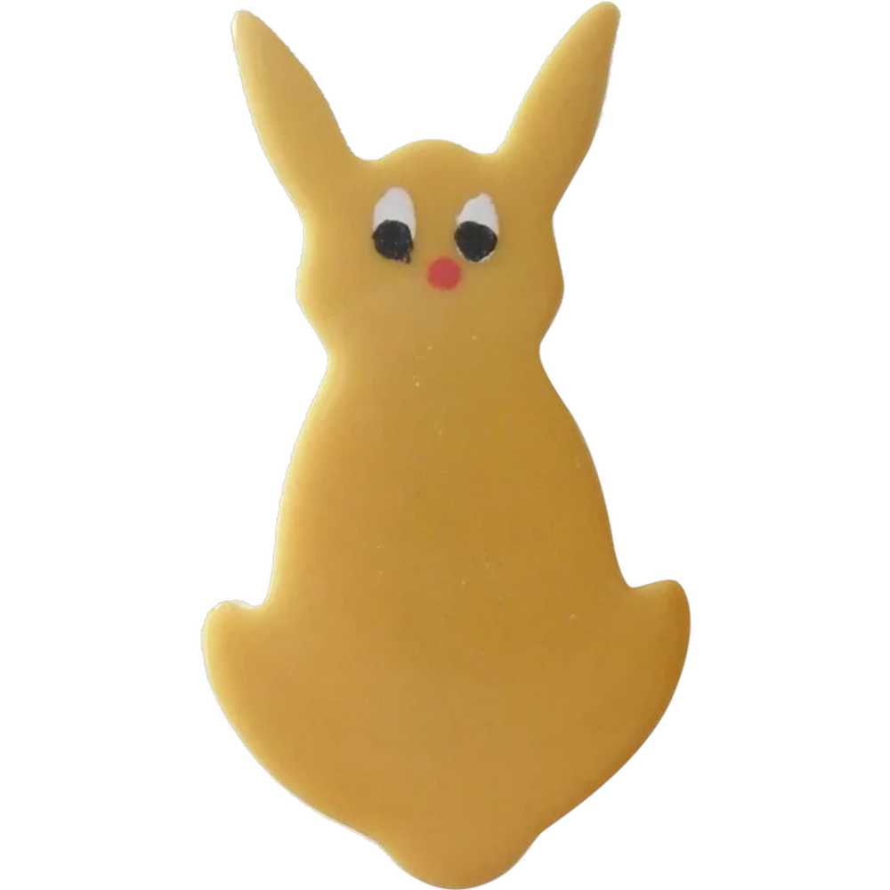 Bakelite Realistic Yellow Bunny Rabbit Hair Ornam… - image 1