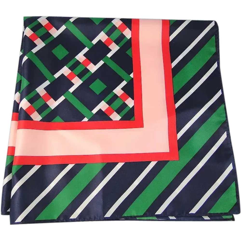 Large Square Polyester Scarf Graphic Design Vinta… - image 1