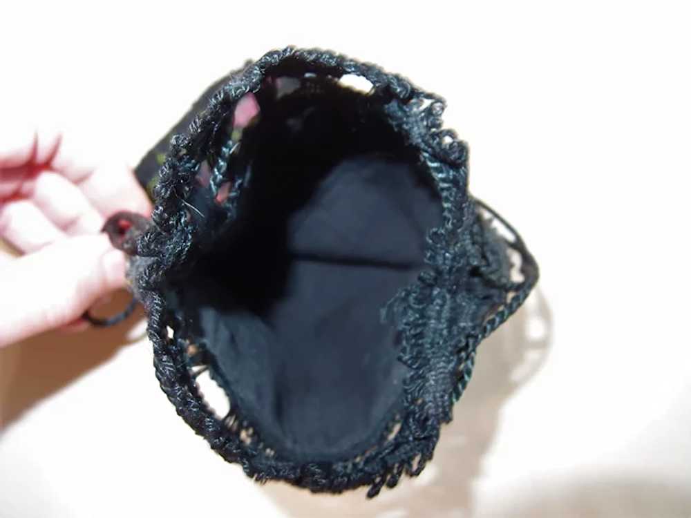 Beaded Roses Draw String Handbag - image 3