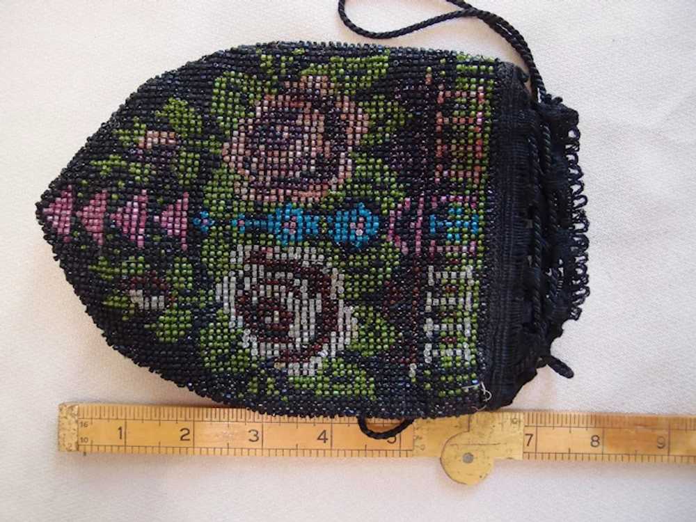 Beaded Roses Draw String Handbag - image 4