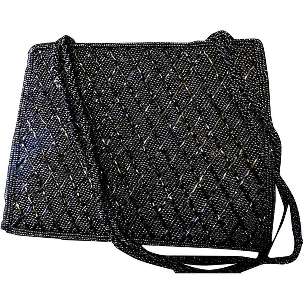 Black Valerie Stevens Beaded Purse Gem