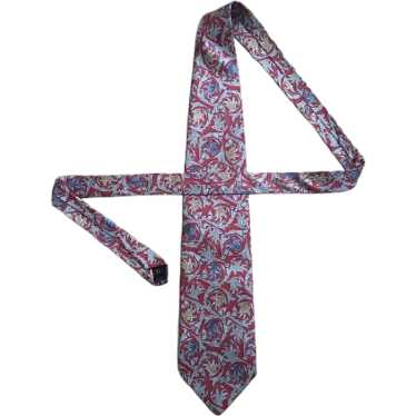 Vintage Bill Blass Red Silk Necktie with Vine Pat… - image 1