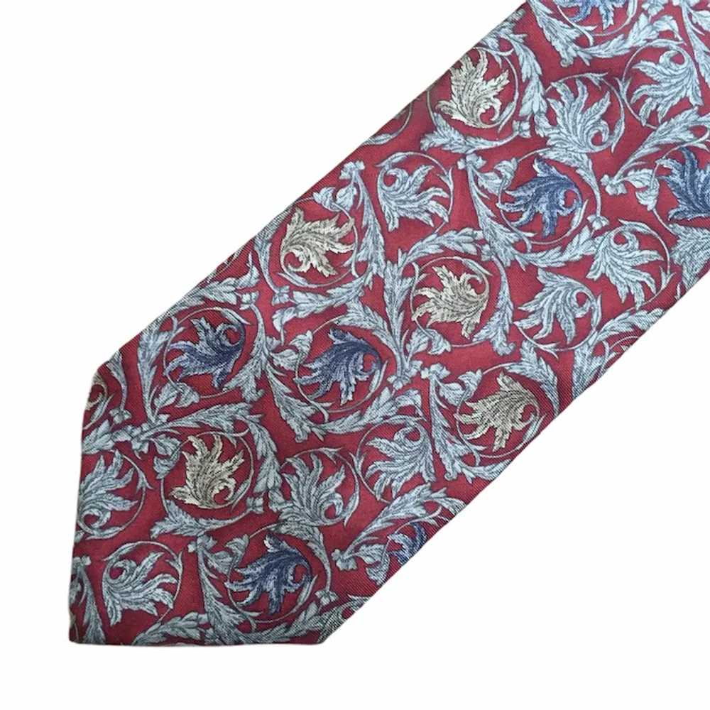 Vintage Bill Blass Red Silk Necktie with Vine Pat… - image 5