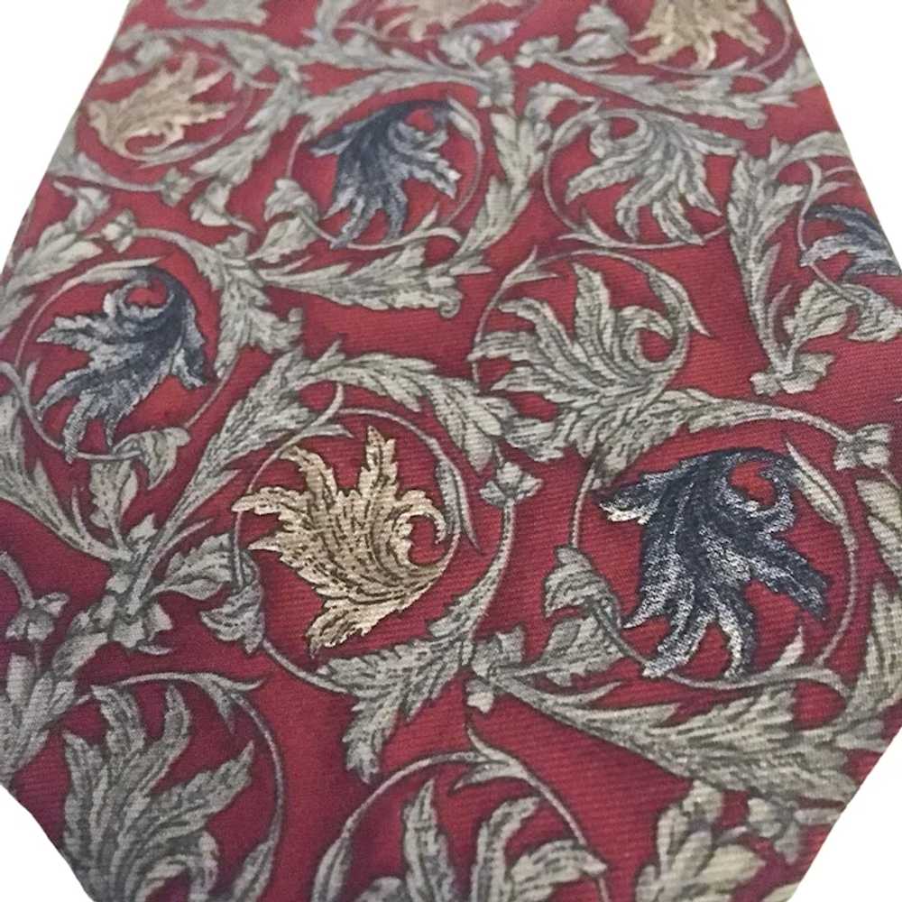 Vintage Bill Blass Red Silk Necktie with Vine Pat… - image 6
