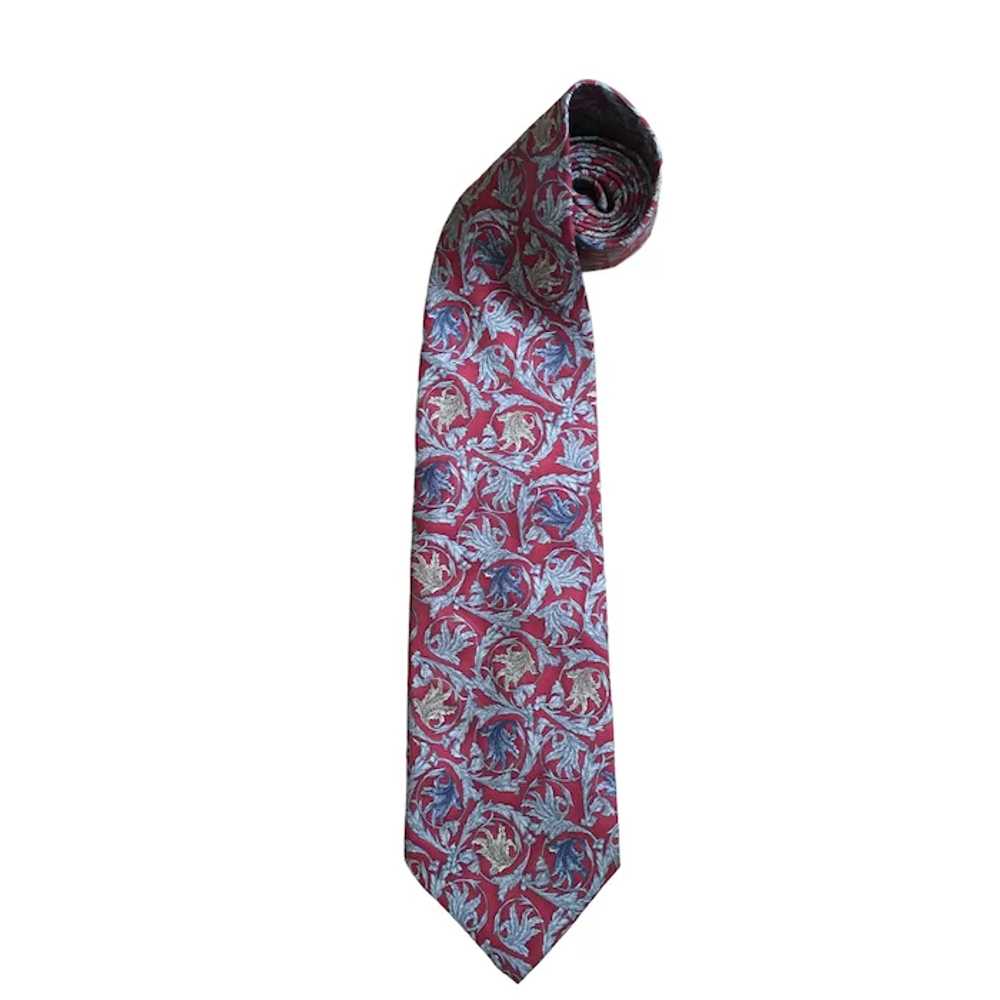 Vintage Bill Blass Red Silk Necktie with Vine Pat… - image 7