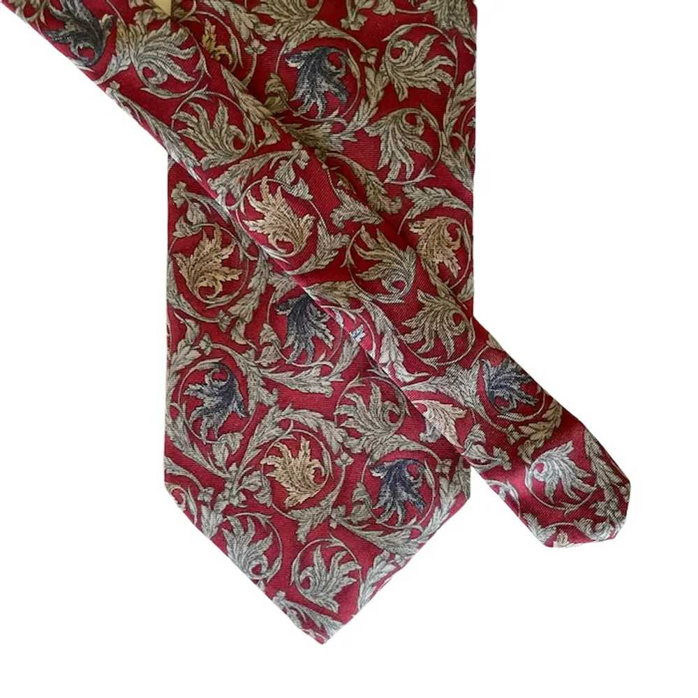 Vintage Bill Blass Red Silk Necktie with Vine Pat… - image 8
