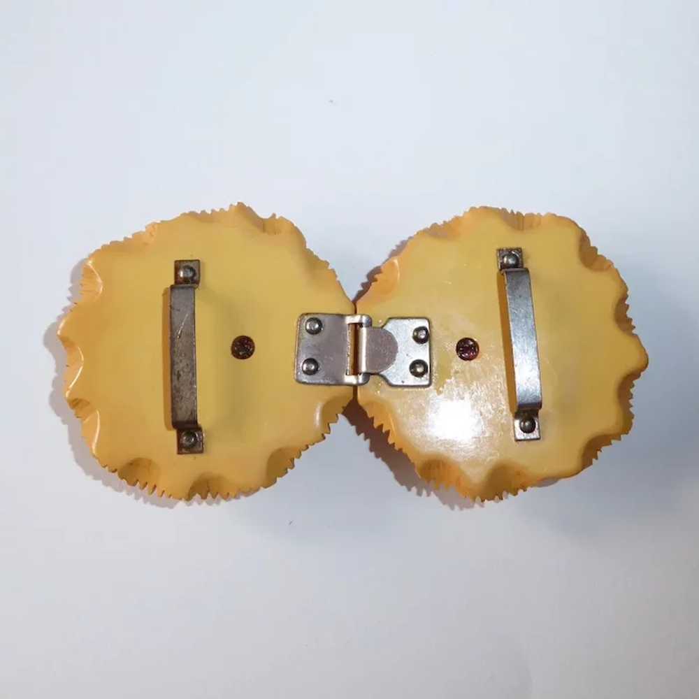 Art Deco Heavily Carved Bakelite Buckle 2 Pc Popp… - image 11