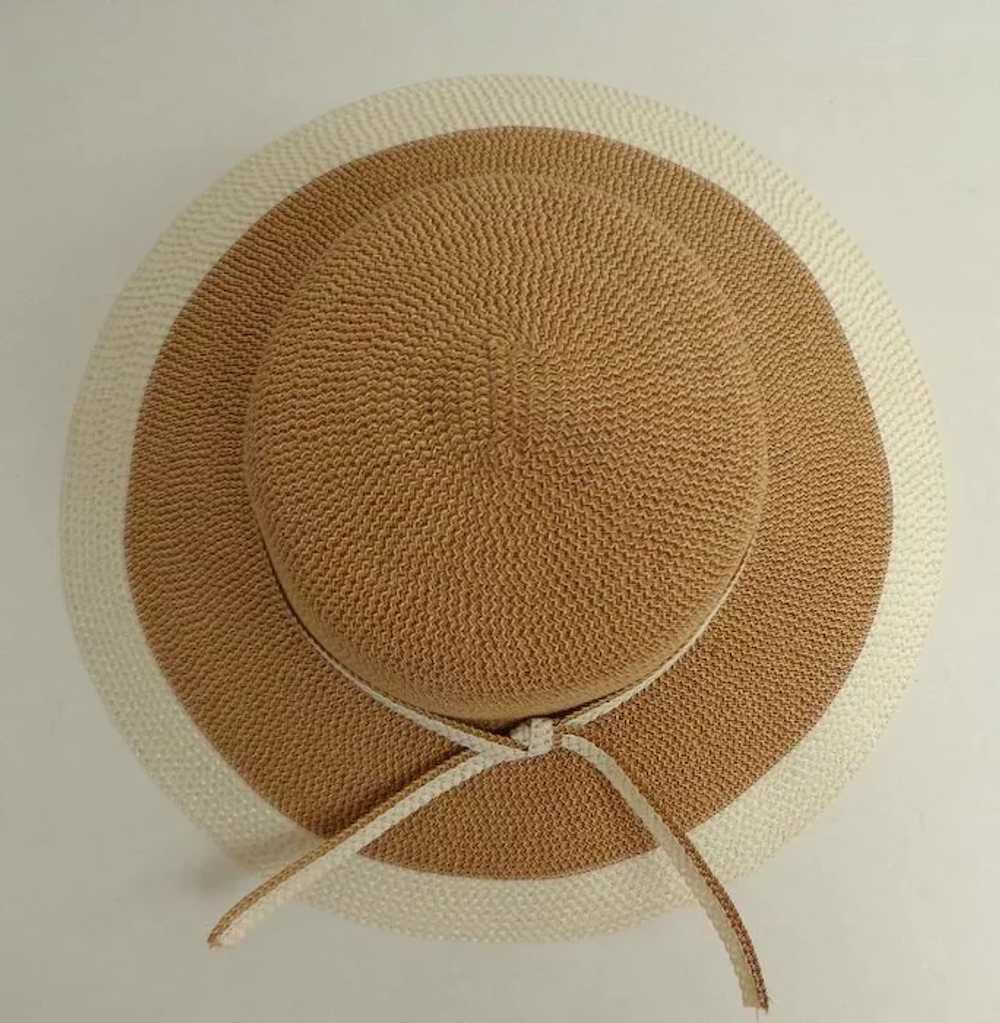 Wide Brim Summer / Sun Hat.  Elegant.  Tan and Cr… - image 6
