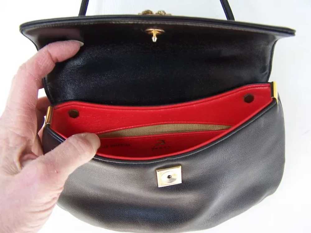 Black Koret Shoulder Bag Lined in Lipstick Red Mi… - image 1