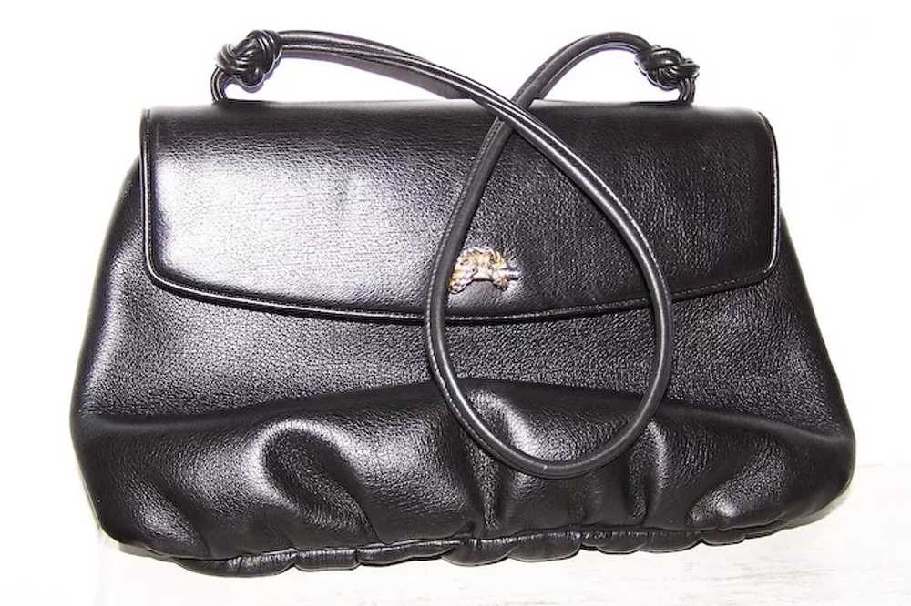 Black Koret Shoulder Bag Lined in Lipstick Red Mi… - image 2