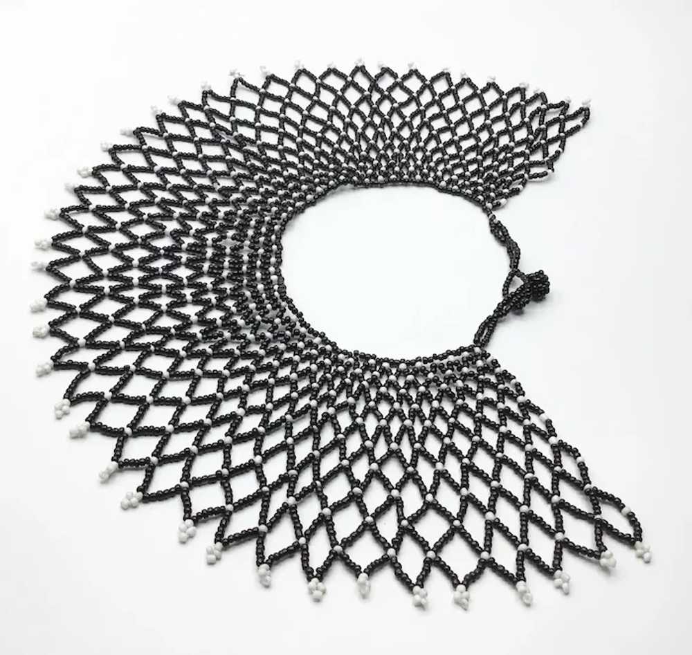 Black & White Hand Beaded Collar - image 2